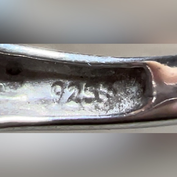 Vintage Designer Signed Sterling Silver Sapphire & Diamond Heart Ring, Size 6.5 - Picture 6 of 10